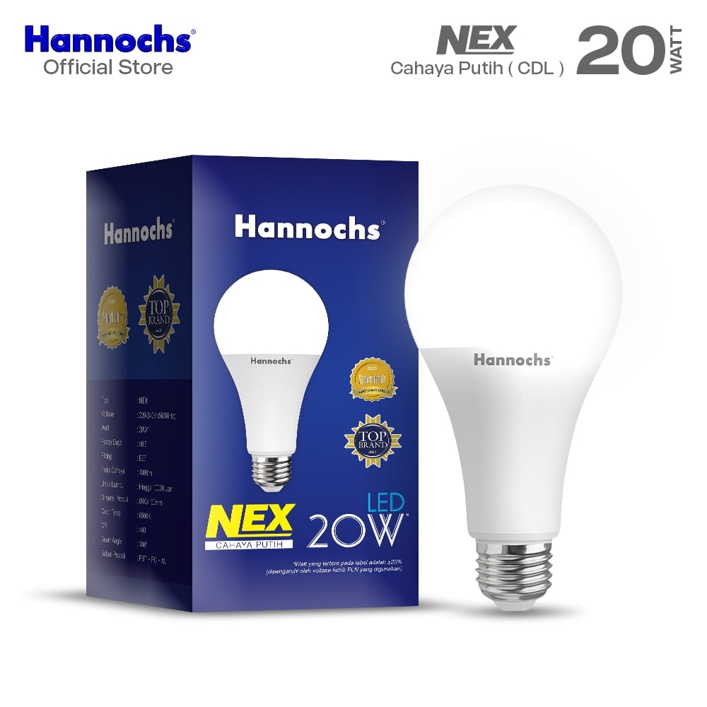 Hannochs Lampu Bohlam LED NEX 20W Cahaya Putih