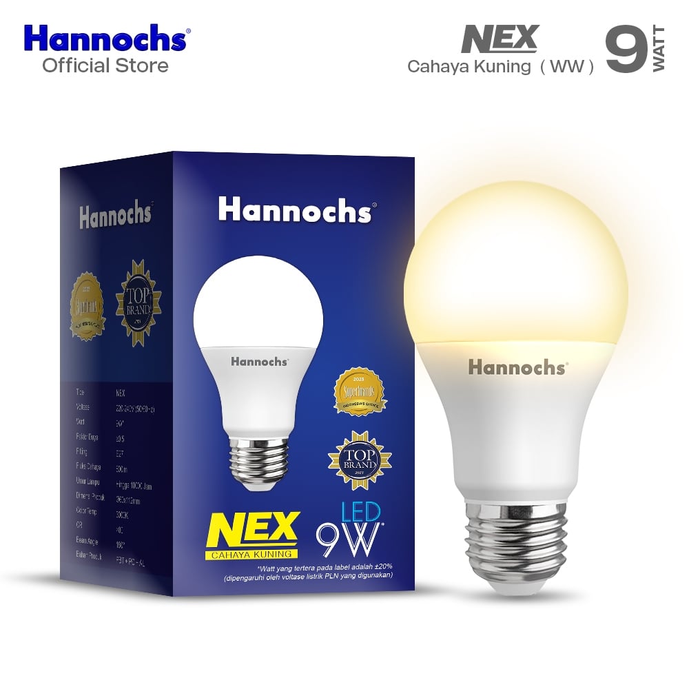 Hannochs Lampu Bohlam LED NEX 9W Cahaya Kuning