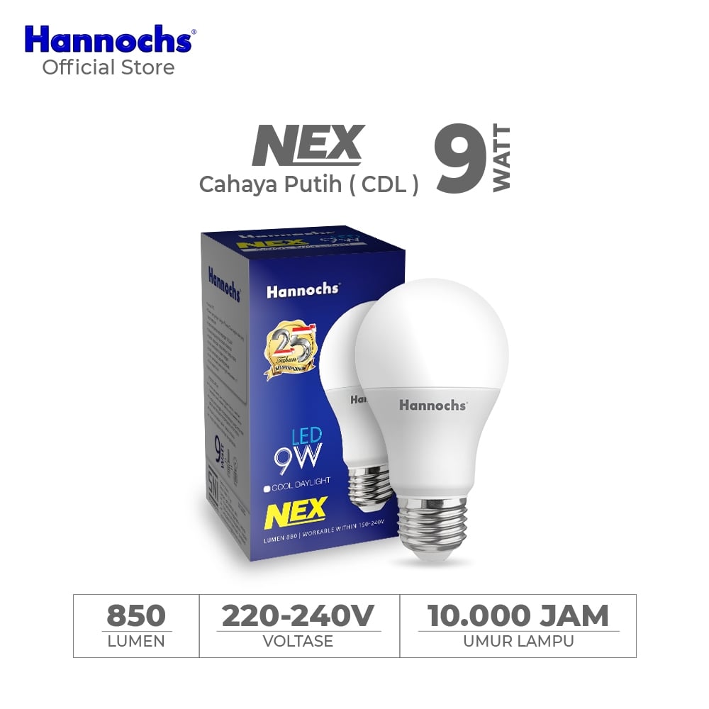 Hannochs Lampu Bohlam LED NEX 9W Cahaya Putih