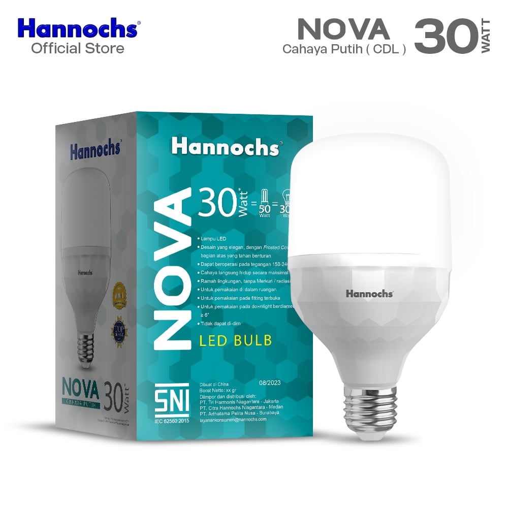 Hannochs Lampu Bohlam LED Nova 30W Cahaya Putih